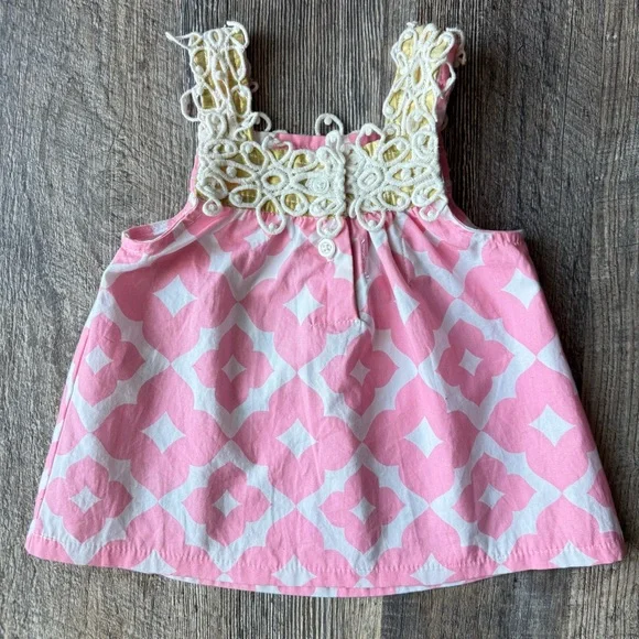 Mud Pie Seahorse Dress 0-6M Pink Beach Summer Boutique Baby Girl - Picture 4 of 6